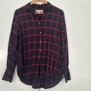 Loft Navy and Red Plaid Button Down Size Small